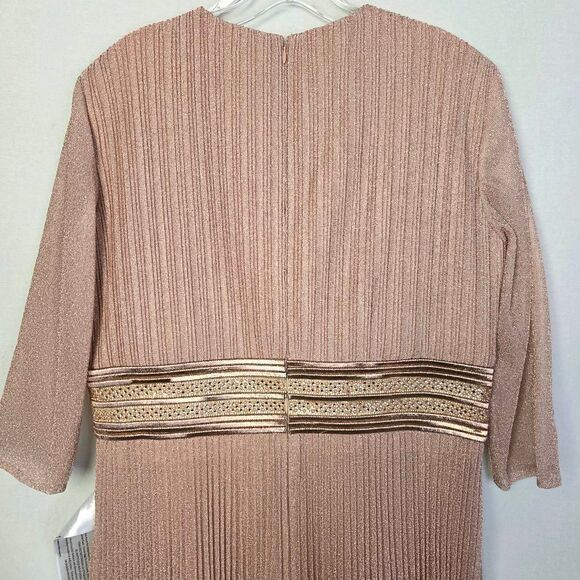 Mac Duggal Pleated Metallic Rose Gold Gown 14, NWT - Picture 8 of 12